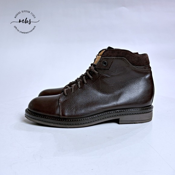 Doppelgänger Roma Made in Italy Leather Lace Up Ankle Boots Brown Men 7.5 - Picture 11 of 14